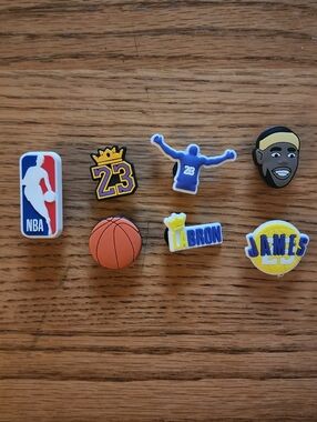 Croc Jibbitz NBA LeBron James Los Angeles Lakers Basketball Set Shoe Charms OS